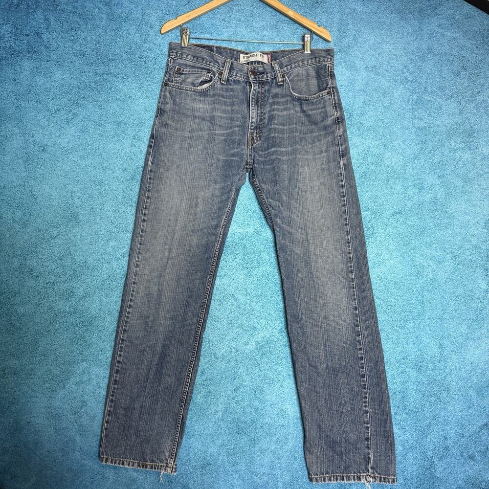 Levis 505 Mens Jeans Blue Denim Regular Fit Straight Leg Sz 34x34 Fits 34x31